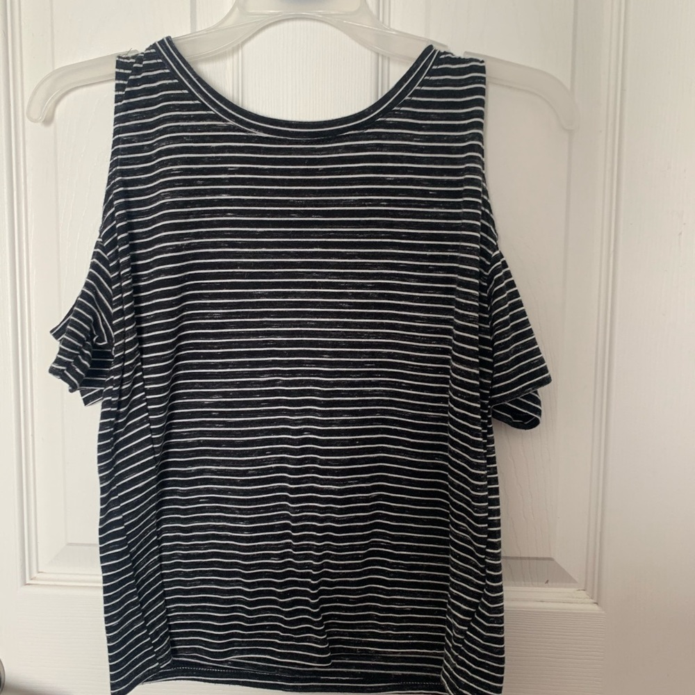 forever21 cold shoulder striped top